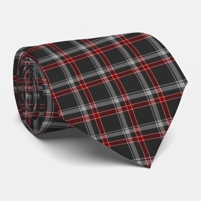Black Burgundy White Plaid Classic Neck Tie Slips (Rullad)