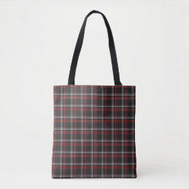 Black Burgundy White Plaid Classic Tote Bag Tygkasse