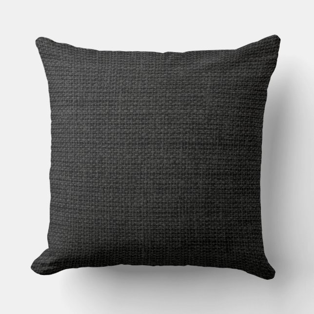 Black Burlap Linen Rustic Jute Kudde (Framsida)