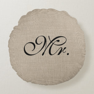 Black Burlap Round Dekorativ kudde