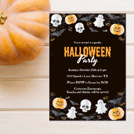 Black Bus eller godis Halloween Costume Party Inbjudningar