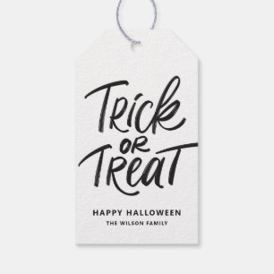 Black Bus eller godis Hand Lettering Halloween Presentetikett