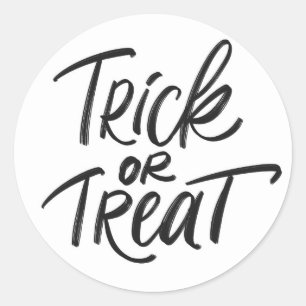 Black Bus eller godis Hand Lettering Halloween Runt Klistermärke