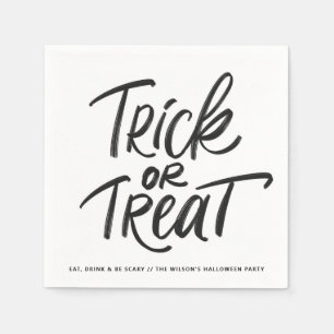 Black Bus eller godis Lettering Halloween fest Pappersservett