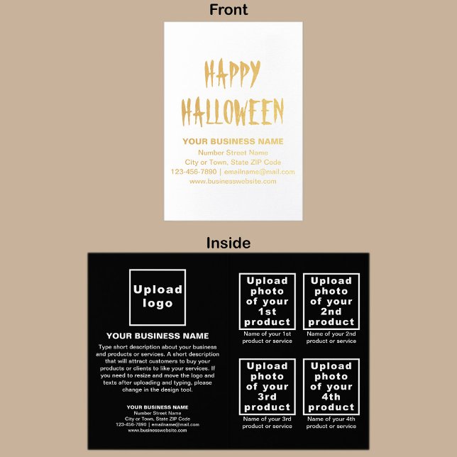 Black Business Brand på Halloween Foil Card Folierat Kort (Black business brand with products or services on Halloween folded foil card.)