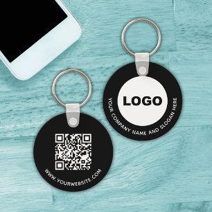 Black Business Company Promoting Logotyp QR-kod Nyckelring