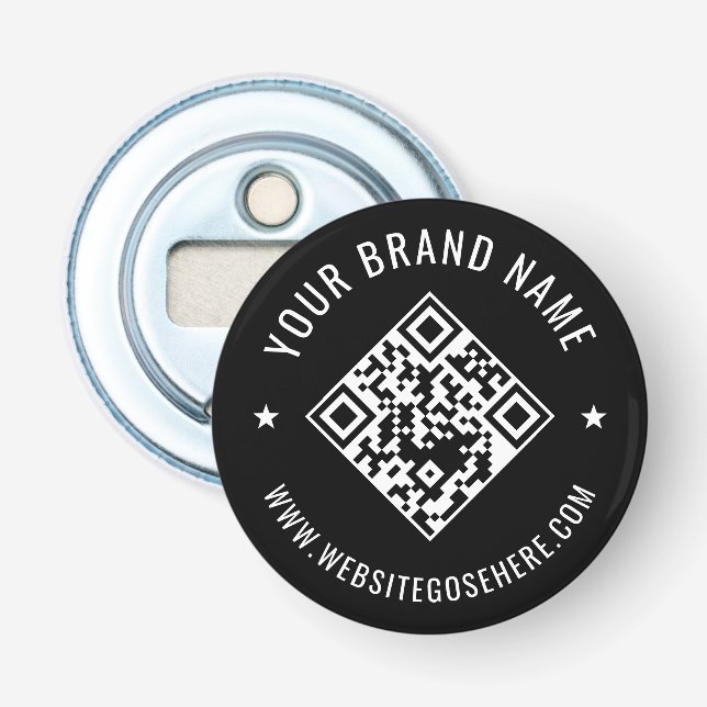 Black Business Custom QR Code Branding Design Flasköppnare (Framsidan)