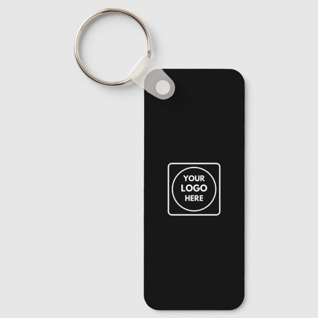 Black Business Logo QR Code Horizontal Keychains Nyckelring (Framsida)