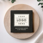 Black Business Logotyp Company Branded Anpassnings Stenunderlägg<br><div class="desc">Kvadratisk anpassningsbar med underlägg med grenade stenar har professionellens logotyp. Lägg bara till företagets logotyp i den vita platshållarbilden. Den svarta bakgrunden färg kan ändras.</div>
