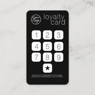 BLACK BUSINESS LOGOTYP KEYPAD STIL LOYALTY CARD VISITKORT