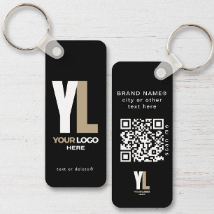 Black Business Logotyp & QR Code, Company Lodrät Nyckelring