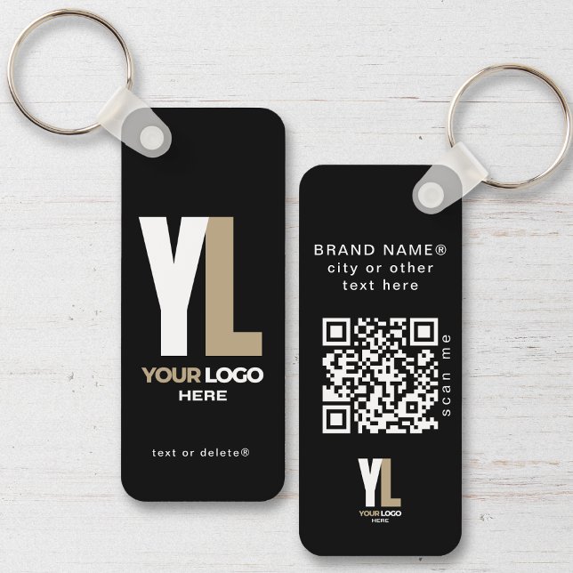 Black Business Logotyp & QR Code, Company Lodrät Nyckelring (Skapare uppladdad)