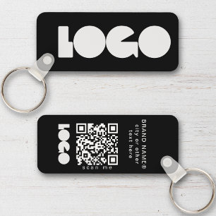 Black Business Logotyp & QR Code, Company Vågrät Nyckelring