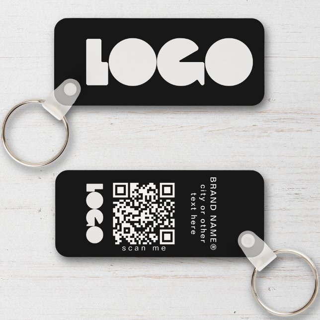 Black Business Logotyp & QR Code, Company Vågrät Nyckelring (Skapare uppladdad)