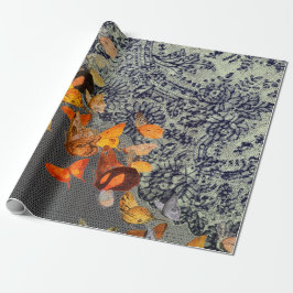 BLACK BUTTERFLIES AND SNÖRE Wrapping Papper Presentpapper