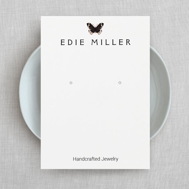 Black Butterfly Earring Visning Card Visitkort (Skapare uppladdad)