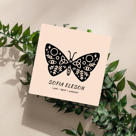 Black Butterfly Feminine  Rosa Typography Fyrkantigt Visitkort