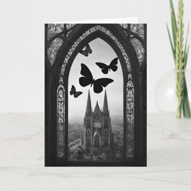 Black Butterfly Gothic Birthday Kort (Framsida)