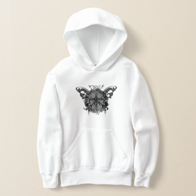 Black Butterfly Kor Mörk Flower Ram Blommigt T Shirt (Laydown)