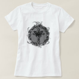 Black Butterfly Kor Mörk Flower Ram Blommigt T Shirt