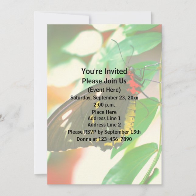 Black Butterfly Nature Inbjudningar (Framsida)