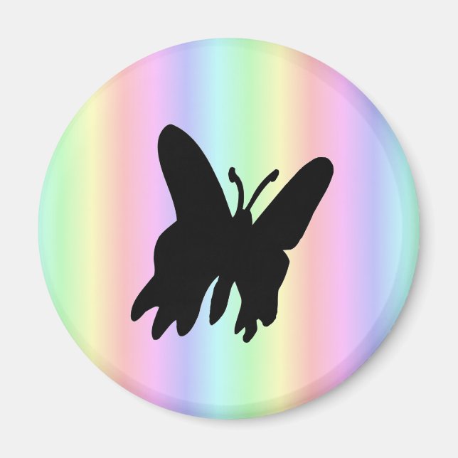 Black Butterfly på Pastell Rainbow Magnet (Framsidan)