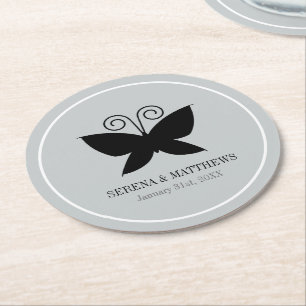 Black Butterfly Underlägg Papper Rund