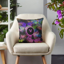 Black Butterfly Whispers-rosa Blue Grönt Initial Kudde
