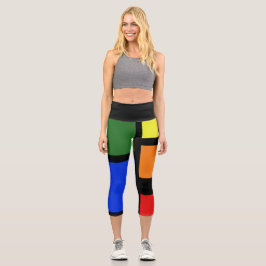 Black byxor Färg block bright High Waisted Capris
