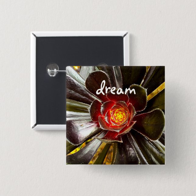 Black Cactus Photo Dream Quote-skript fet modern Knapp (Framsida & baksida)