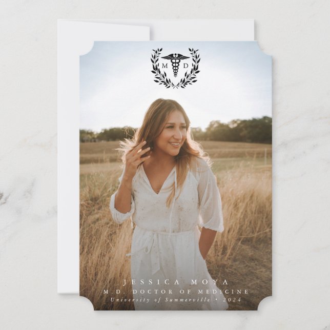 Black Caduceus MD Doktor i Medicine Studenten Meddelande (Framsida)