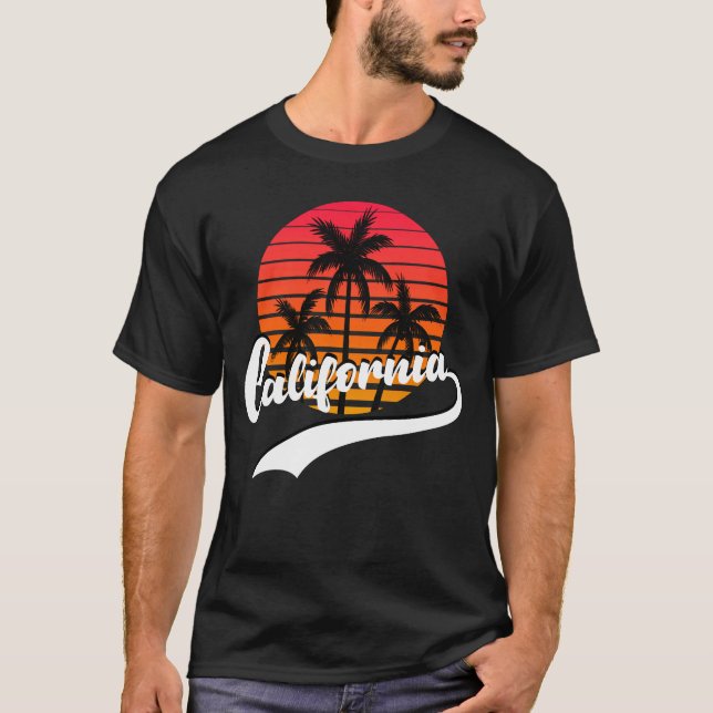 Black California Summer Retro Sunset Manar-Shirt T Shirt (Framsida)