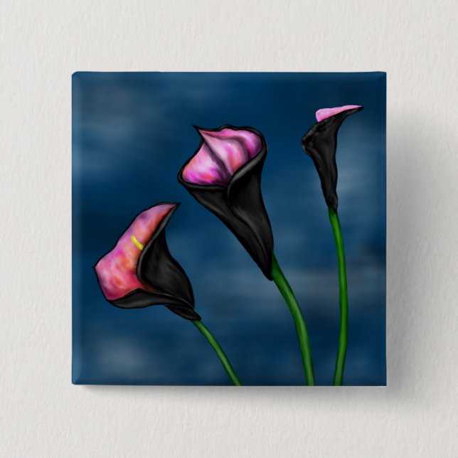Black Calla Shock rosa Lilies Knapp (Framsida)