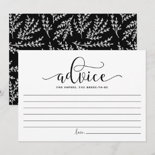 Black Calligraphy Adivce for the Bride to be Rådkort