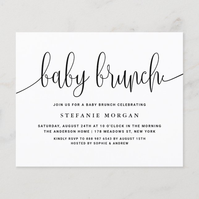 Black Calligraphy Baby Brunch-inbjudan (Framsida)