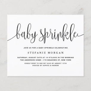 Black Calligraphy Baby Sprinkle-inbjudan