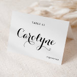 Black Calligraphy Bröllop Meal Choal Place Card Bordsnummer<br><div class="desc">Öka din bröllopsmottagning med våra vackra, anpassade bröllop-platskort, designade för att göra din speciella dag mer personlig. De har modern svart kalligrafi och hjärtaccent. Lägg till gästernas namn, deras val av måltid, bröllop-datum eller ett speciellt budskap. Omvandla din mottagning bord till en fantastisk visning av personanpassning och kärlek med våra...</div>