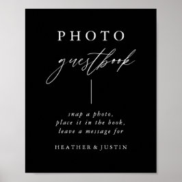 Black Calligraphy Bröllop Photo Guestbook-tecken Poster