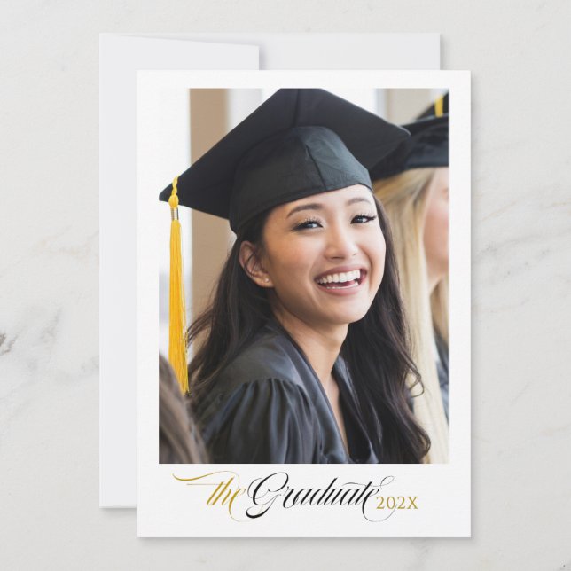 Black Calligraphy Custom Photo Inbjudningar (Baksida)