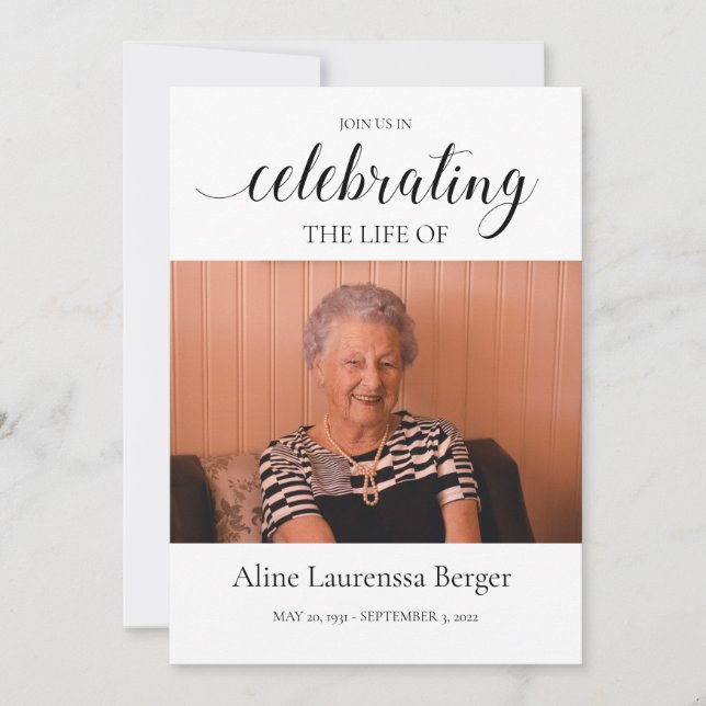 Black Calligraphy Firande of Life Photo Inbjudningar (Framsida)