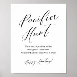 Black Calligraphy Nappar Hunt Baby Shower Game Poster