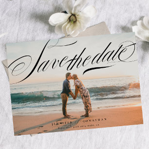 Black Calligraphy QR-kodfoto med klassisk Elegant Spara Datumet