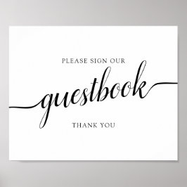 Black Calligraphy "Sign our Guestbook"-tecken Poster