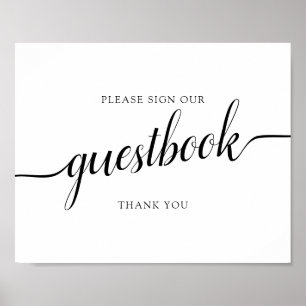 Black Calligraphy "Sign our Guestbook"-tecken Poster