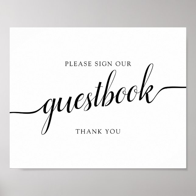 Black Calligraphy "Sign our Guestbook"-tecken Poster (Framsidan)