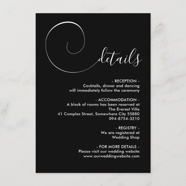 Black Calligraphy-skripthöljeskort Tilläggskort (Framsida)