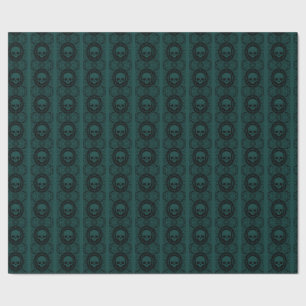 Black Cameo-dammskalle på Emerald Wrapping Papper Presentpapper
