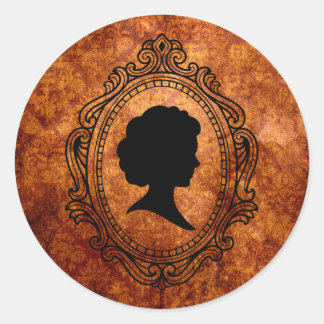 Black Cameo Orange Grunge Small Round Stickers Runt Klistermärke