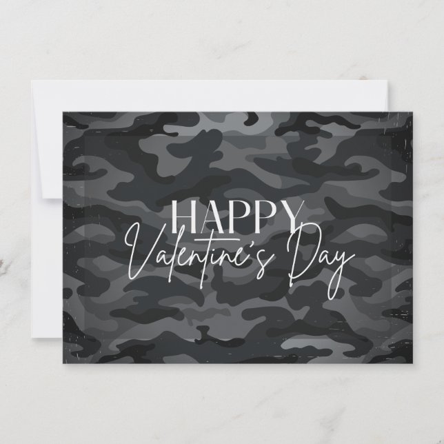 Black Camo Glad Alla hjärtans dagskort Inbjudningar (Framsida)