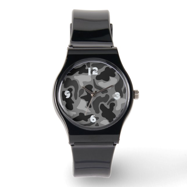 Black Camo Numered Boys Watch Armbandsur (Framsida)